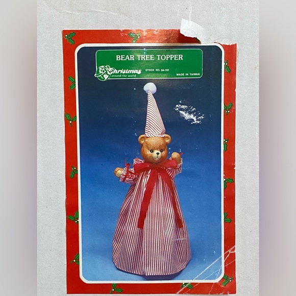 Christmas Around The world Teddy Bear Tree Topper with Ceramic Head EXCELLENT - Picture 8 of 9
